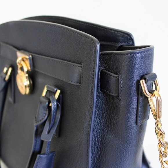 Michael Kors Hamilton Navy Blue Large Leather Satchel with Removable Strap - Picture 14 of 15